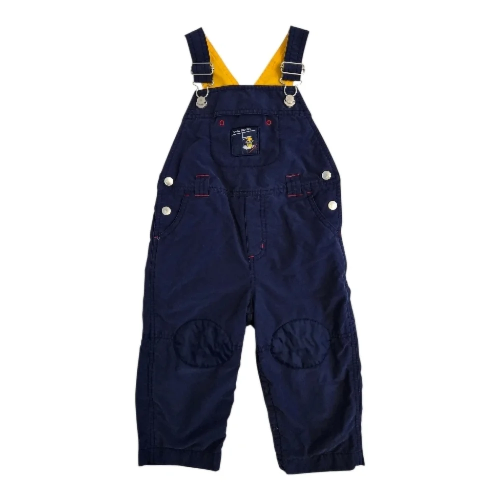 Vintage Y2k 2001 Gymboree Navy Blue Yellow Snow Buddies Overalls